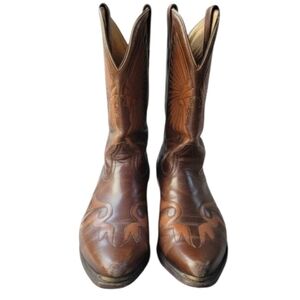 (1980’s) Boulet Chieftain Genuine Cow Leather Embossed Cowboy Boots